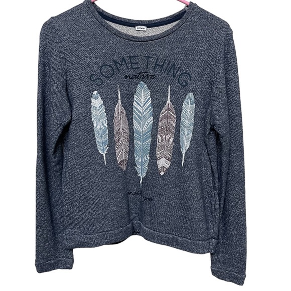 Multi colored feather sweater in blue Medium - Picture 1 of 4